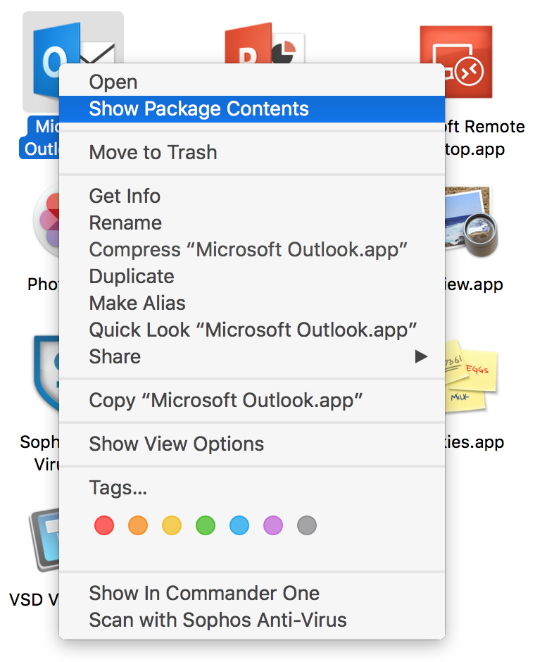 are there identities in outlook 2016 for mac